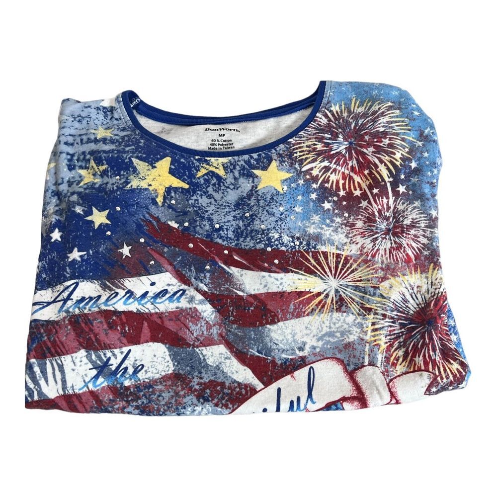 4th of July Shirt Women's MP‎ Short Sleeve Scoop Neck